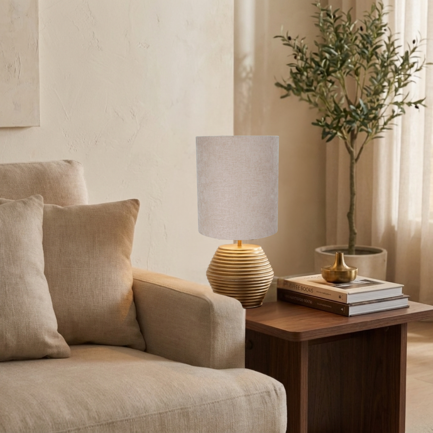 Chericoni Modena Tafellamp – 1 licht – Ø20 cm - Goud / Crème