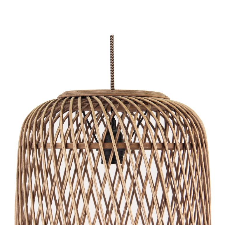 Compacte Chericoni Nature Diagonaal ronde hanglamp, Ø32 cm, houtdesign, E27 fitting.
