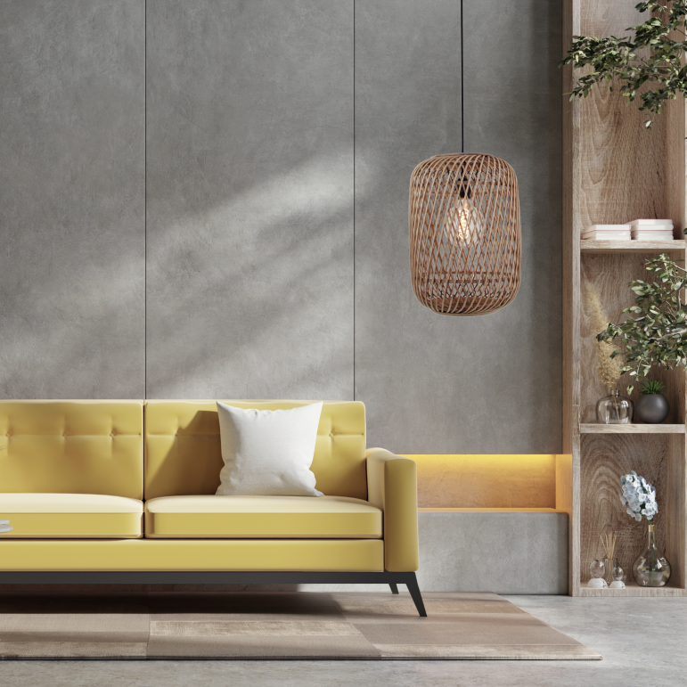 Chericoni Nature Diagonaal Hanglamp, Ø32 cm, natuur hout, geschikt voor E27 lampen.