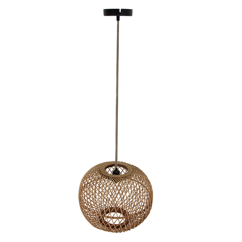 Chericoni Nature Diagonal Round Pendant Lamp – 1 light – Ø50 cm – E27 - Natural wood