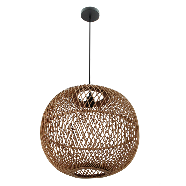 Stijlvolle Chericoni Nature Diagonaal ronde hanglamp, Ø50 cm, houtlook, met E27 fitting.