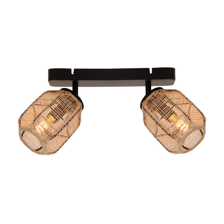 Chericoni Nature Jute Plafondspot 2-flammig aus Bambus und Jute