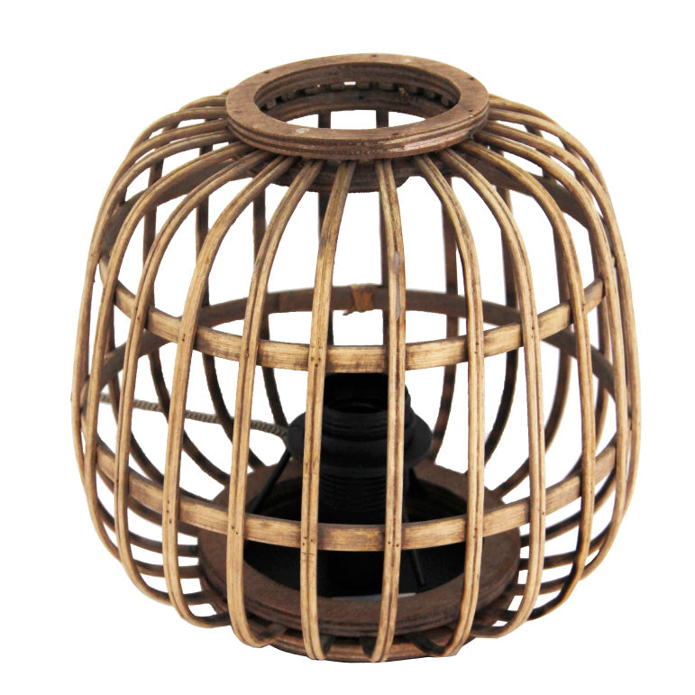 Tischlampe Nature Trapeze Round, Ø22 cm, 1-flammig, Bambus Holz, für natürliche Wohnakzente.