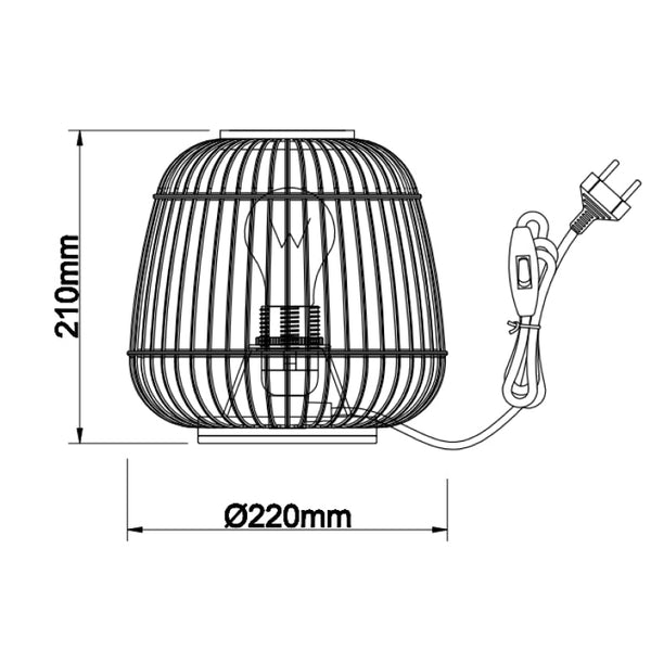 Ø22 cm Chericoni Nature Trapeze Tischlampe, 1-flammig, E27, Bambus Holz, warmes Ambiente.