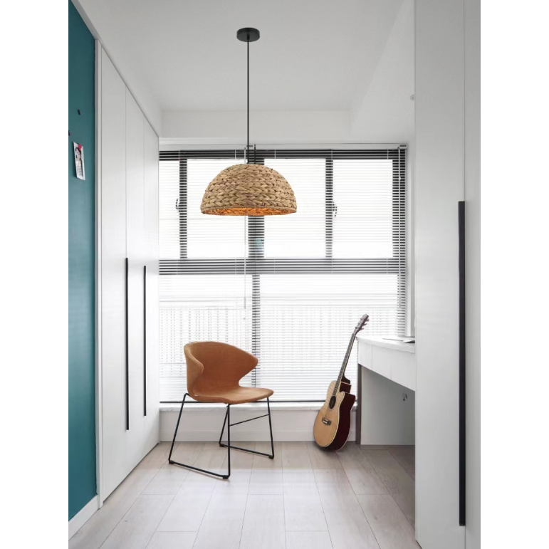 Runde Hängelampe Chericoni Nature Treccia, braun, Ø40 cm, 1-flammig, Bambus-Material für warme Atmosphäre.