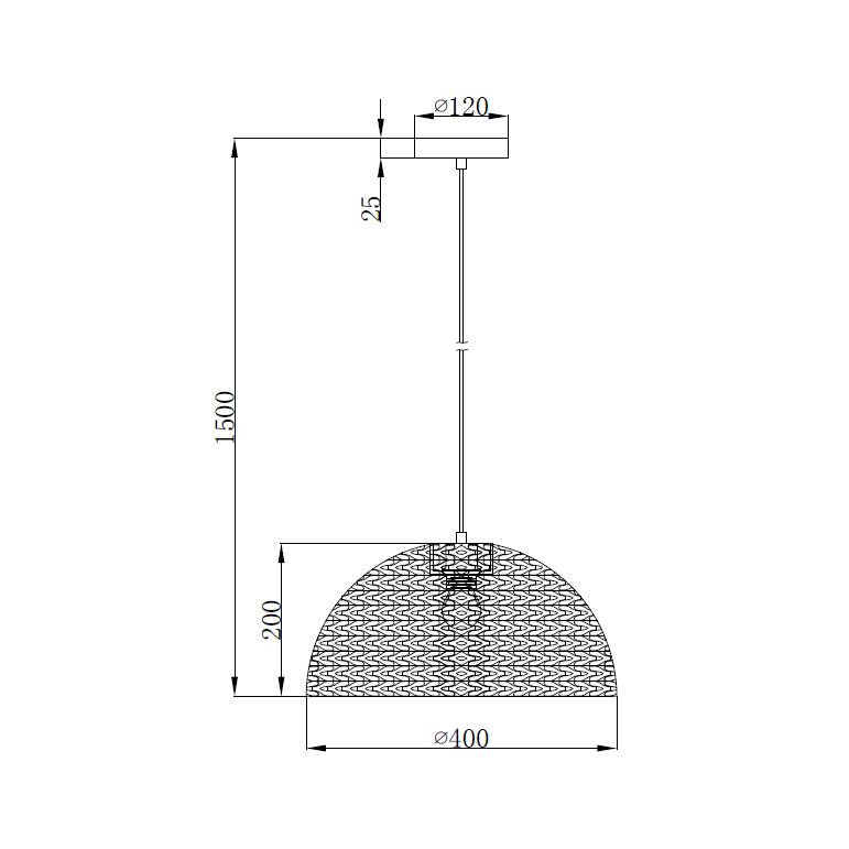 Warme und natürliche Hängelampe Chericoni Nature Treccia, Ø40 cm, 1-flammig, braun, aus Bambus.