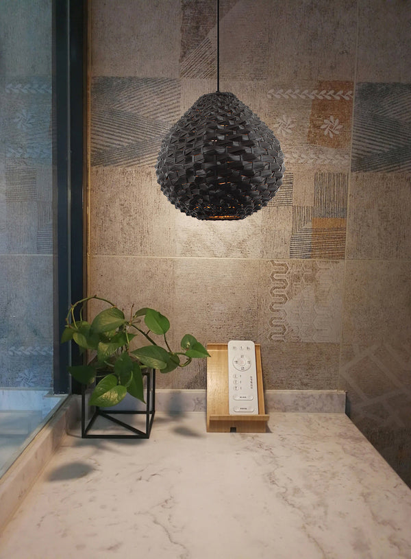 Chericoni Nature Treccia hanglamp, 1 lichts, Ø32 cm, zwart, gemaakt van ijzer en metaal, biedt een moderne en sfeervolle verlichting.
