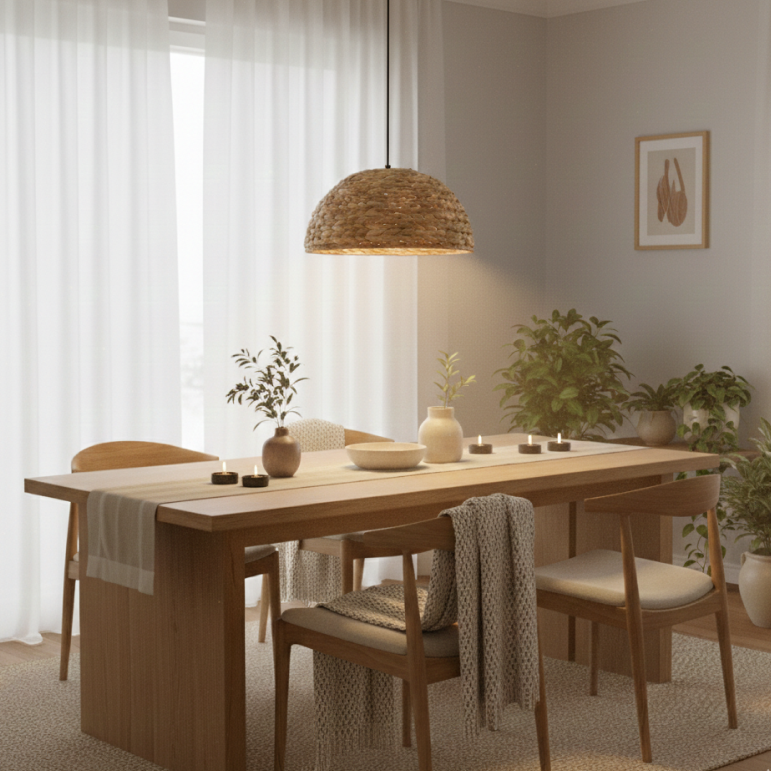 Suspension Chericoni Nature Treccia - 1 lumière - Ø 40cm - Marron - Fabriqué en Bambou