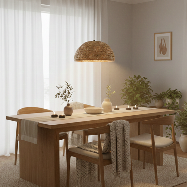 Suspension Chericoni Nature Treccia - 1 lumière - Ø 40cm - Marron - Fabriqué en Bambou