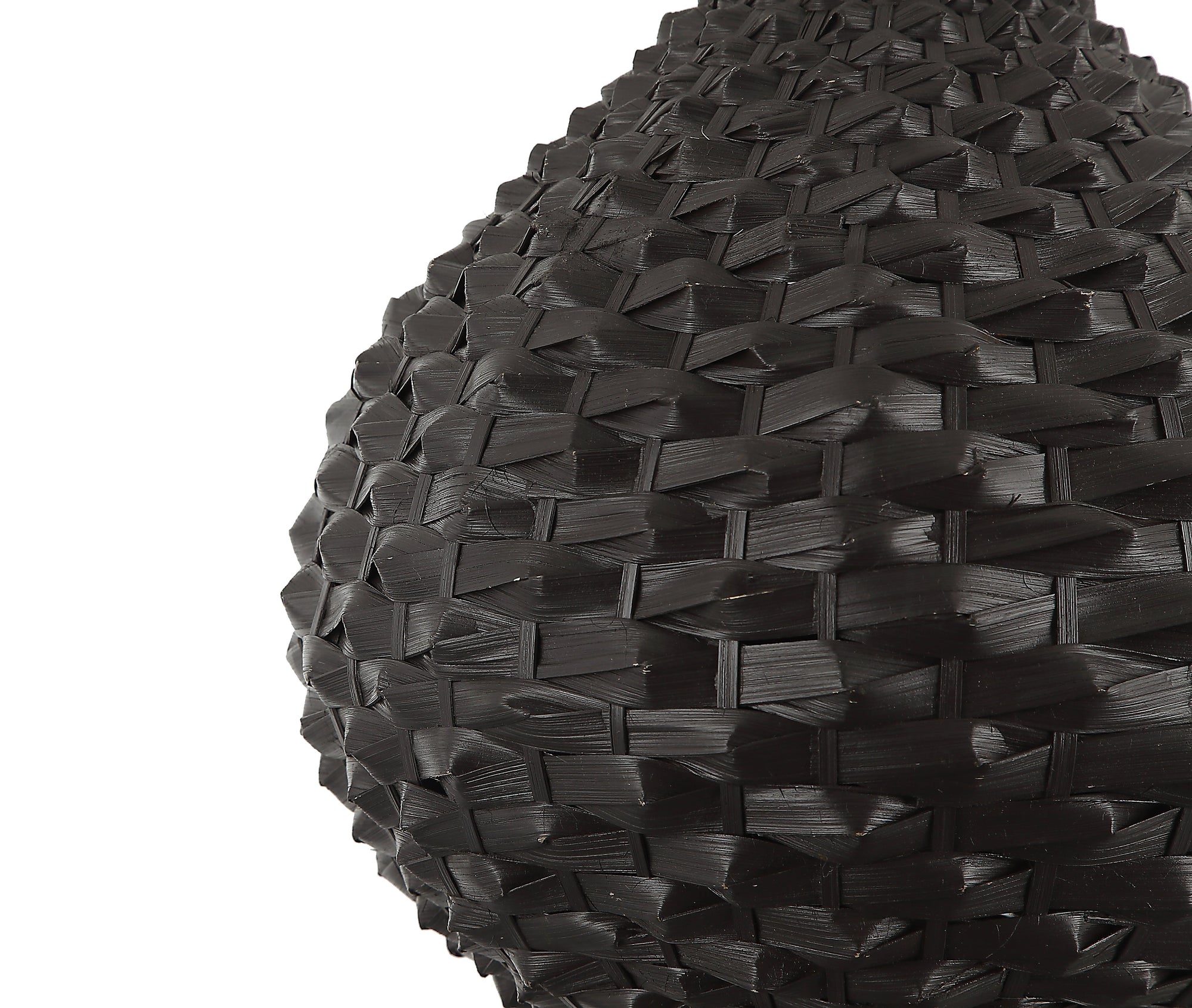 Close-up van de Chericoni Nature Treccia hanglamp, 1 lichts, Ø32 cm, E27, zwart, met gedetailleerd design van ijzer en metaal voor een moderne uitstraling.