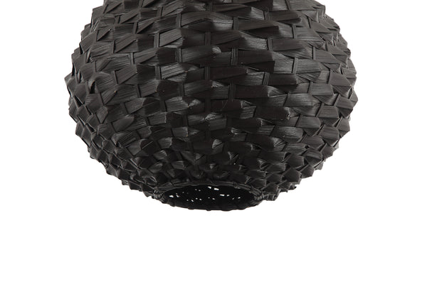 Onderkant van de Chericoni Nature Treccia hanglamp, 1 lichts, Ø32 cm, E27, zwart, met strak en industrieel ontwerp van ijzer en metaal.