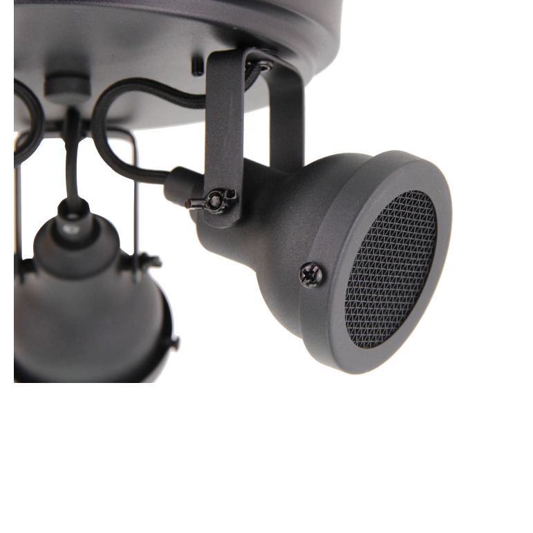 Detailansicht – drei verstellbare GU10-Leuchtköpfe in mattem Schwarz