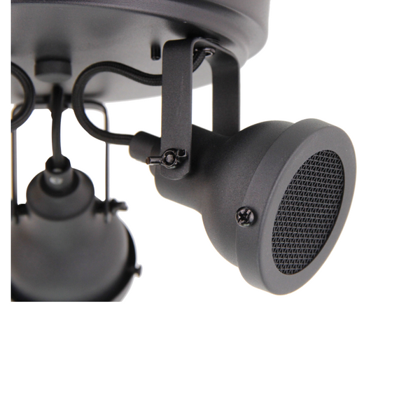 Detailansicht – drei verstellbare GU10-Leuchtköpfe in mattem Schwarz