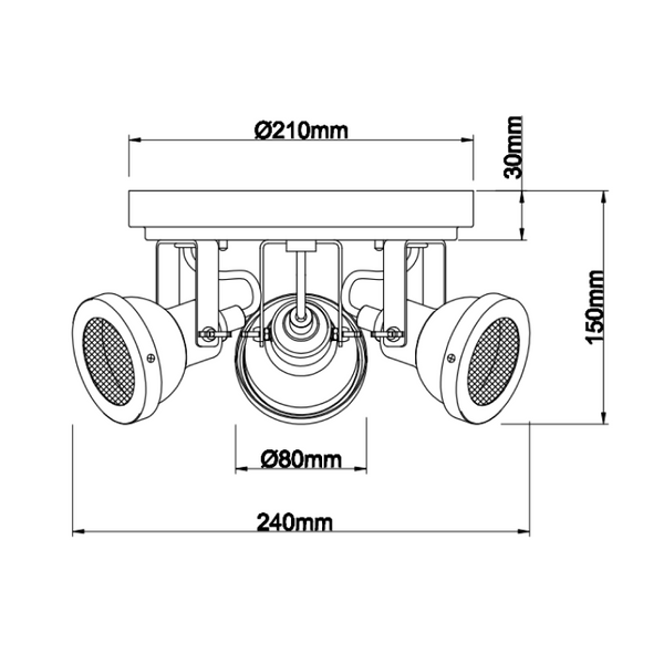 Industrieller Look des Nero 3-flammigen Spots im Küchenambiente