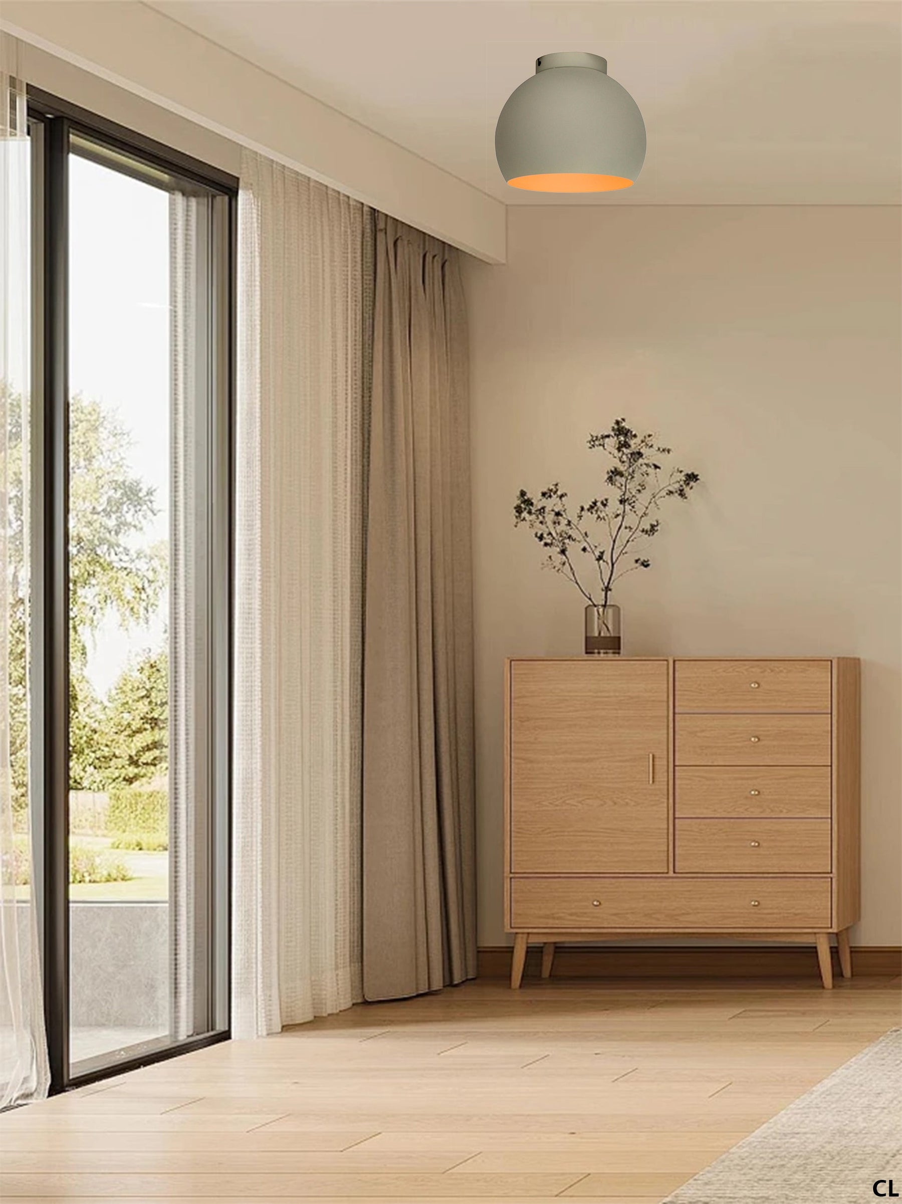 Plafondlamp Chericoni Occhio, groen, Ø25 cm, 1 lichtpunt, ijzer en metaal. Italiaans design voor stijlvolle verlichting.