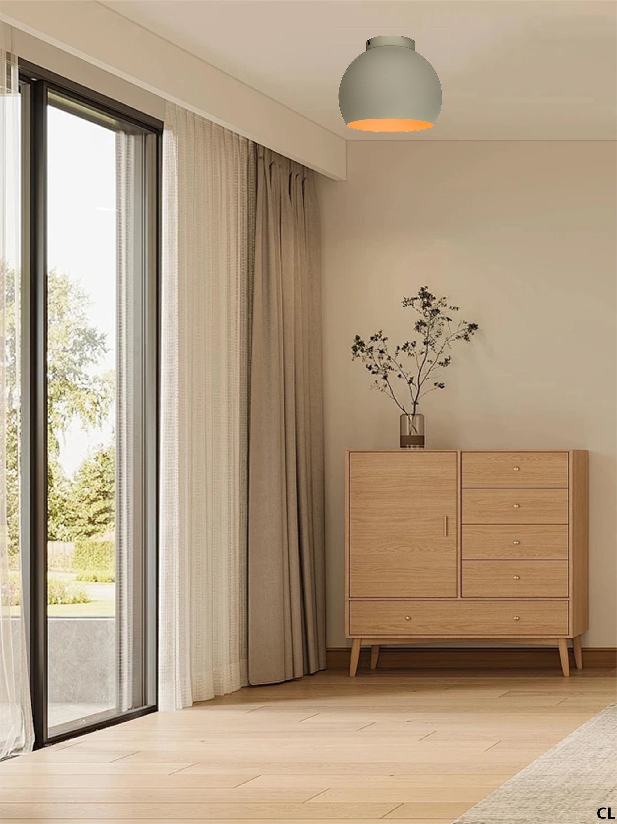 Plafondlamp Chericoni Occhio, groen, Ø25 cm, 1 lichtpunt, ijzer en metaal. Italiaans design voor stijlvolle verlichting.