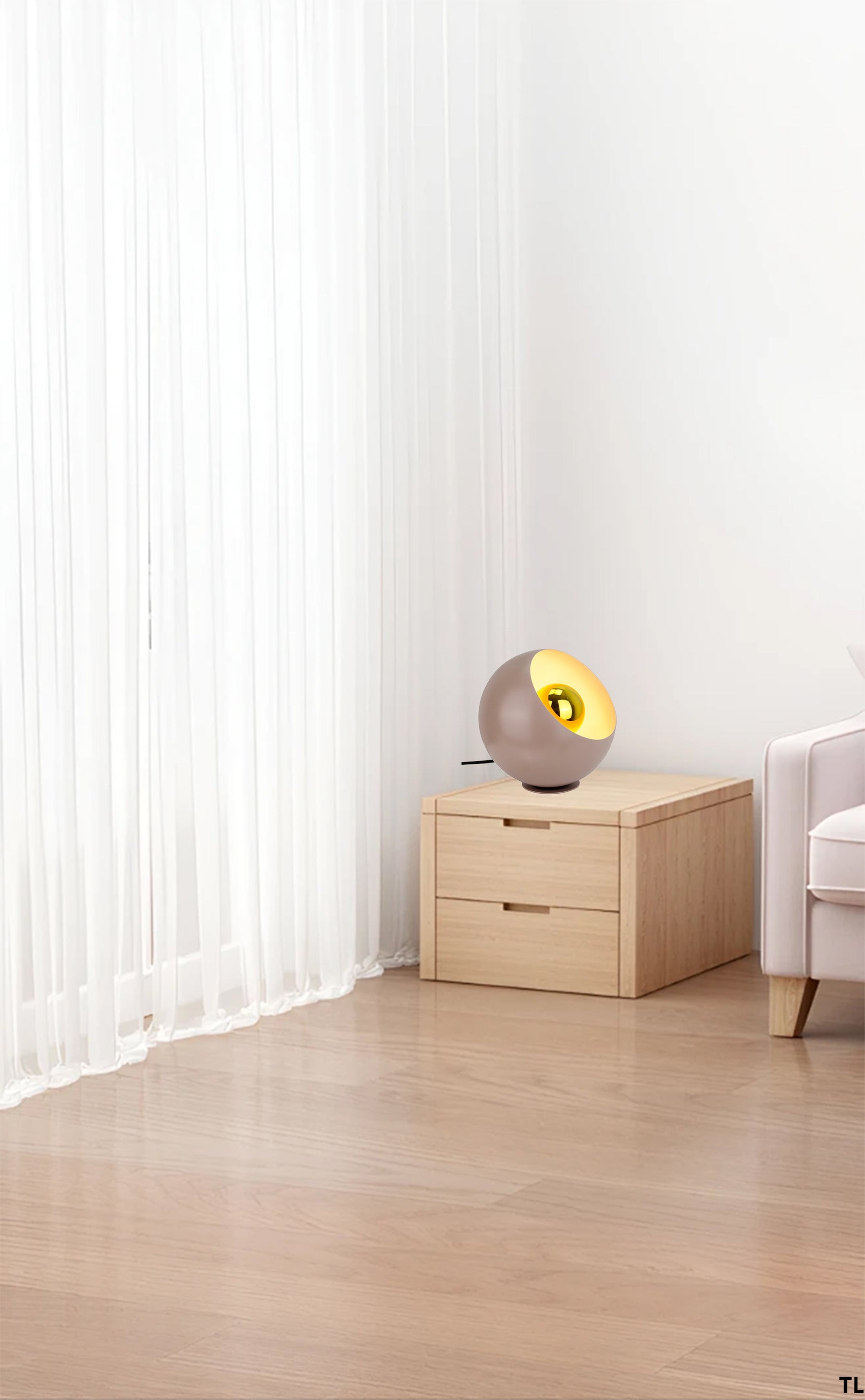 Tafellamp Chericoni Occhio, Ø20 cm, taupe. Compact en stijlvol design, ideaal voor sfeervolle verlichting in elk interieur.