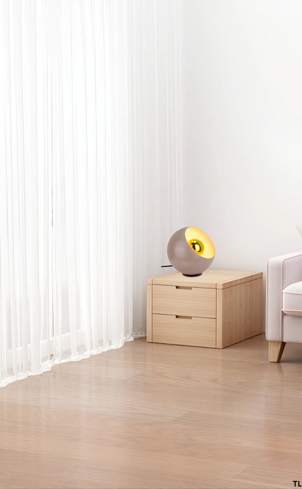 Tafellamp Chericoni Occhio, Ø20 cm, taupe. Compact en stijlvol design, ideaal voor sfeervolle verlichting in elk interieur.