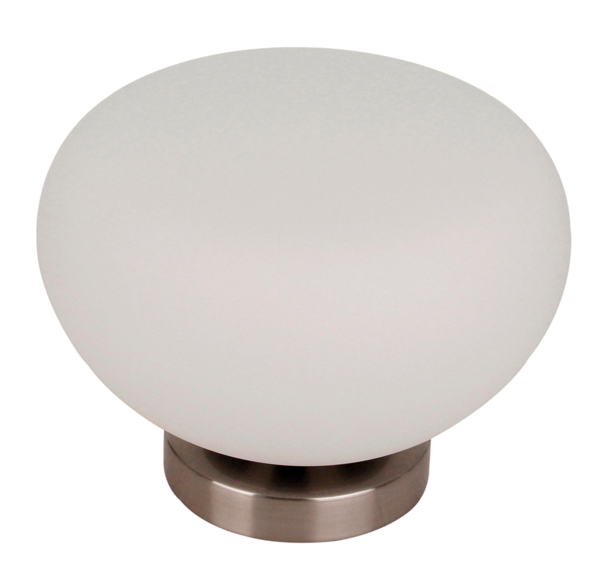 Chericoni Opalino tafellamp 1 licht Ø 22 cm, nikkel mat, bovenaanzicht van het strakke ontwerp en de lampenkap.