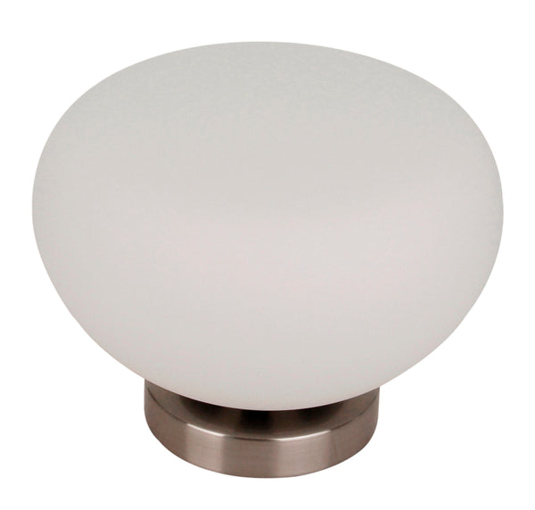 Chericoni Opalino tafellamp 1 licht Ø 22 cm, nikkel mat, bovenaanzicht van het strakke ontwerp en de lampenkap.