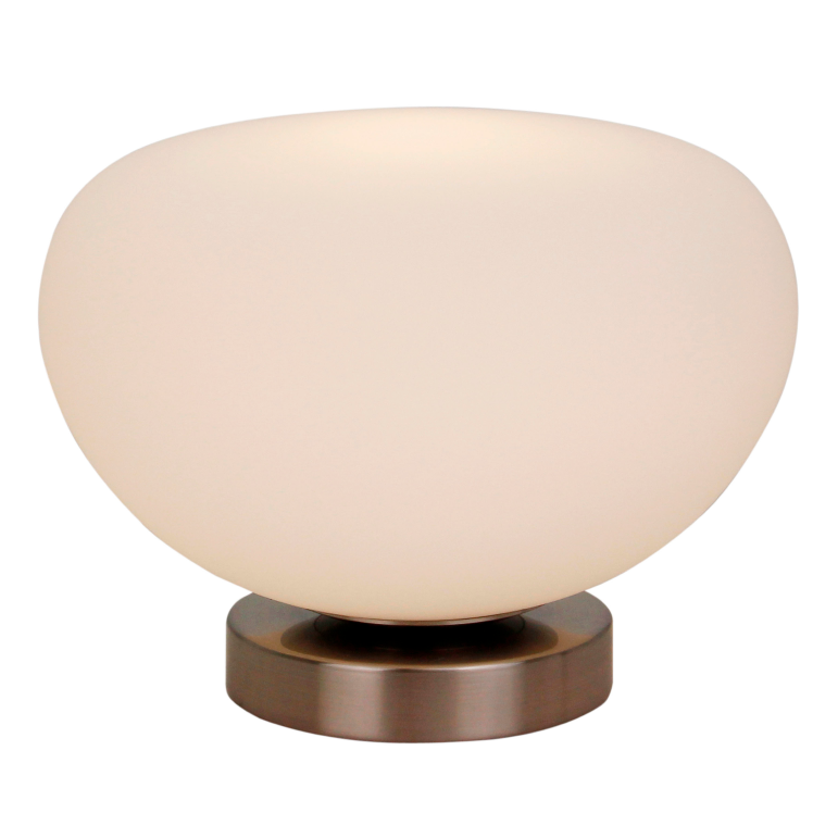 Die Chericoni Opalino Tischlampe aus Glas und Metall, Ø22 cm, 1-flammig, vereint modernes Design mit gemütlicher Lichtwirkung.