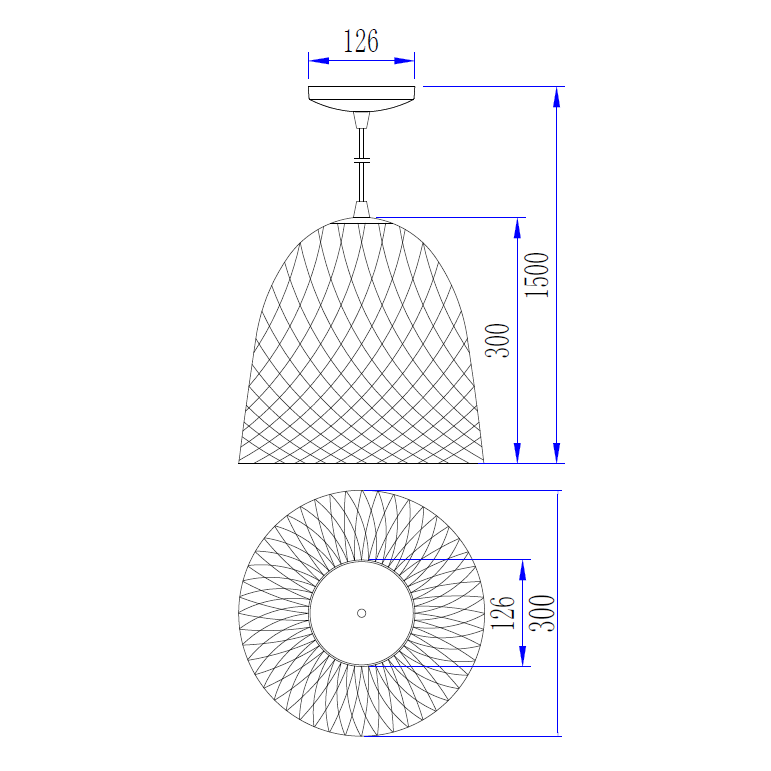 Elegante Chericoni Pavia Hängelampe, schwarz, Ø30 cm, 1-flammig, Eisen und Metall, zeitloses Design.