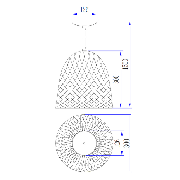 Elegante Chericoni Pavia Hängelampe, schwarz, Ø30 cm, 1-flammig, Eisen und Metall, zeitloses Design.