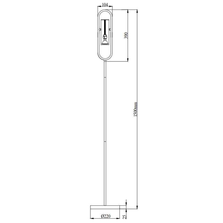 Zeitlose Stehlampe Chericoni Reggio, Ø22 cm, 1-flammig, Schwarz mit Gold, GU10, für Wohn- und Essbereich.