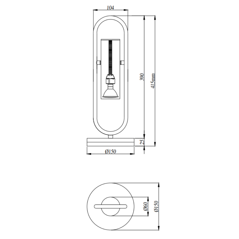 Kompakte Tischlampe Chericoni Reggio, Ø15 cm, 1-flammig, Schwarz mit Gold, GU10, für Wohn- und Arbeitsbereich.