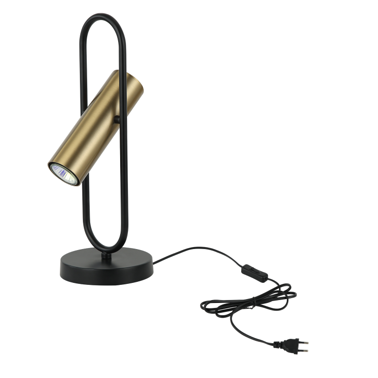 Design-Tischlampe Chericoni Reggio, Ø15 cm, schwarz-gold, GU10, 1-flammig, modern und elegant.