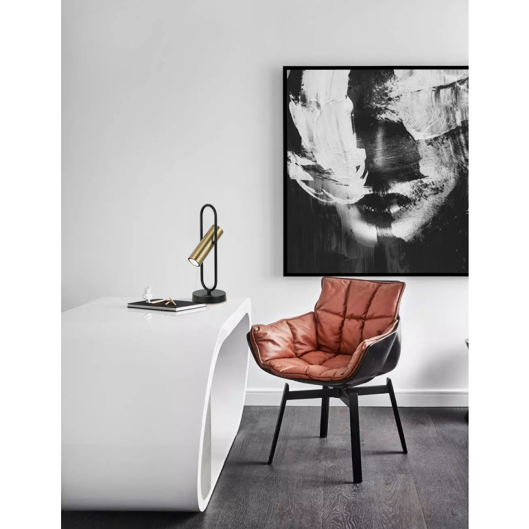 Elegante Tischlampe Chericoni Reggio, Schwarz und Gold, Ø15 cm, 1-flammig, GU10-Fassung.