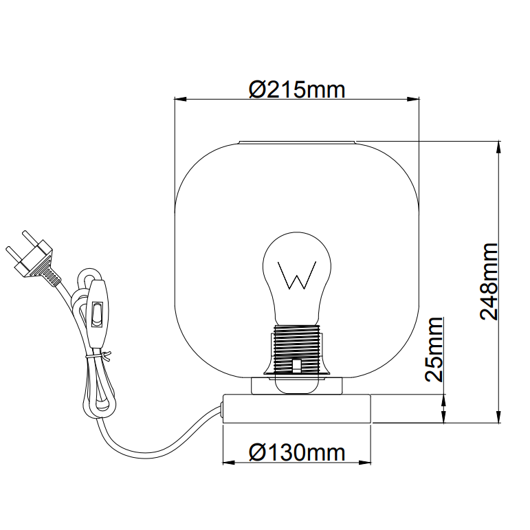 Moderne Tischlampe Chericoni Specchio Opaco, Ø21 cm, Glas, E27.