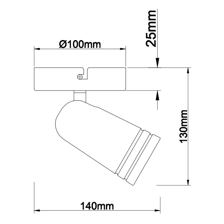 Chericoni Spero 1-flammige Plafondspot in Schwarz – Ø6 cm – GU10