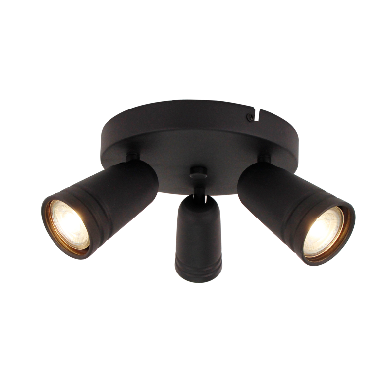 Chericoni Spero 3-flammige Plafondspot in Schwarz – Ø6 cm – GU10 – modern & verstellbar