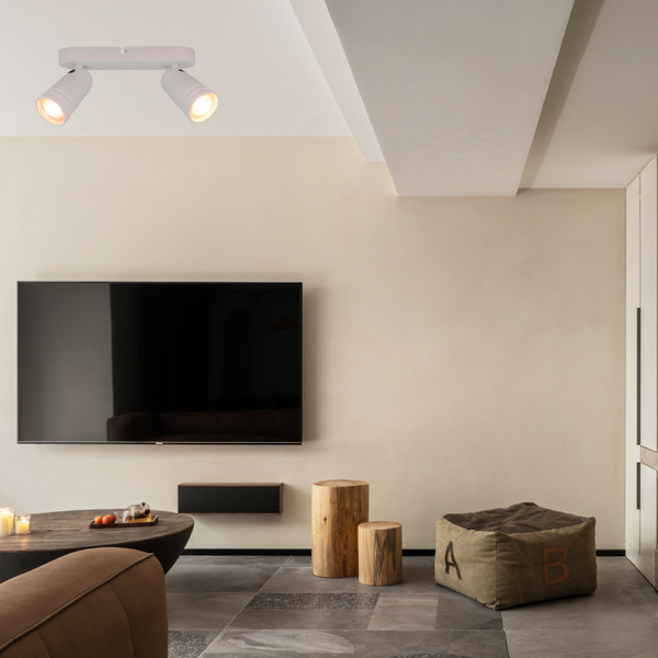 Chericoni Spero dubbele witte spotlamp met Ø6 cm en GU10 fitting.