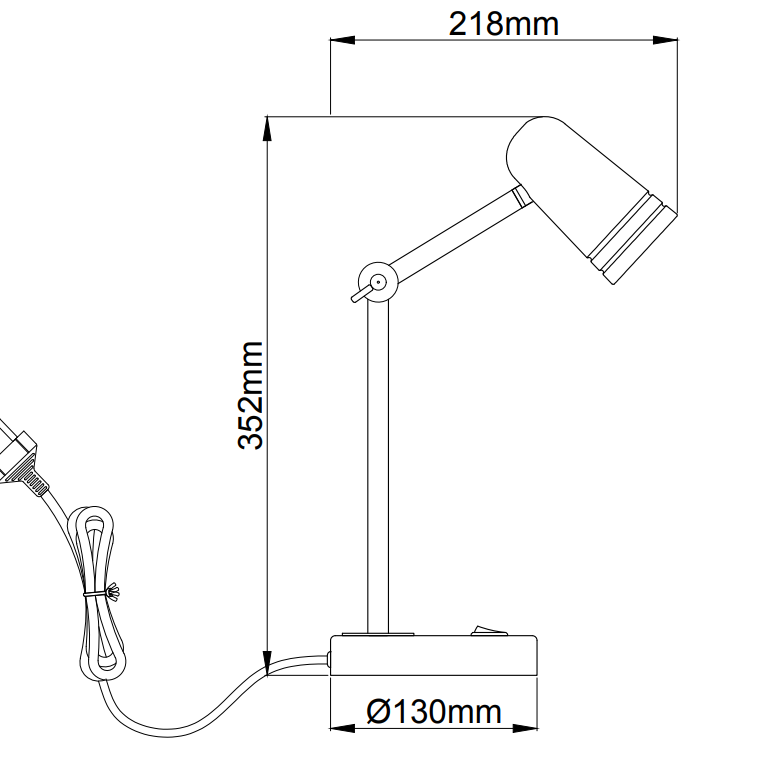 Chericoni Spero Tischlampe in Schwarz – 1-flammig – Ø6 cm – GU10 – modern & verstellbar