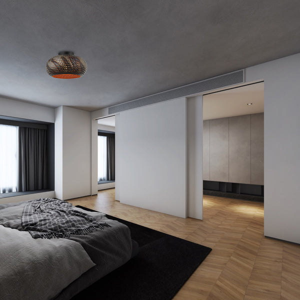 Zwarte en gouden Chericoni Spezia plafondlamp, Ø30 cm, met 1 lichts en E27 fitting, perfect voor sfeervolle verlichting.