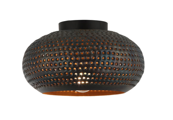 Chericoni Spezia plafondlamp, Ø30 cm, zwart design met gouden details, 1 lichts en E27 fitting, geschikt voor diverse interieurs.

