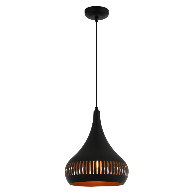 Compact en elegant: Chericoni Strisce hanglamp, zwart, Ø25 cm, 1 lichts met E27 fitting, voor een moderne uitstraling.
