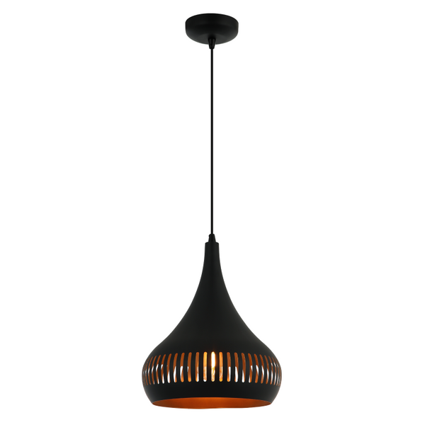 Compact en elegant: Chericoni Strisce hanglamp, zwart, Ø25 cm, 1 lichts met E27 fitting, voor een moderne uitstraling.
