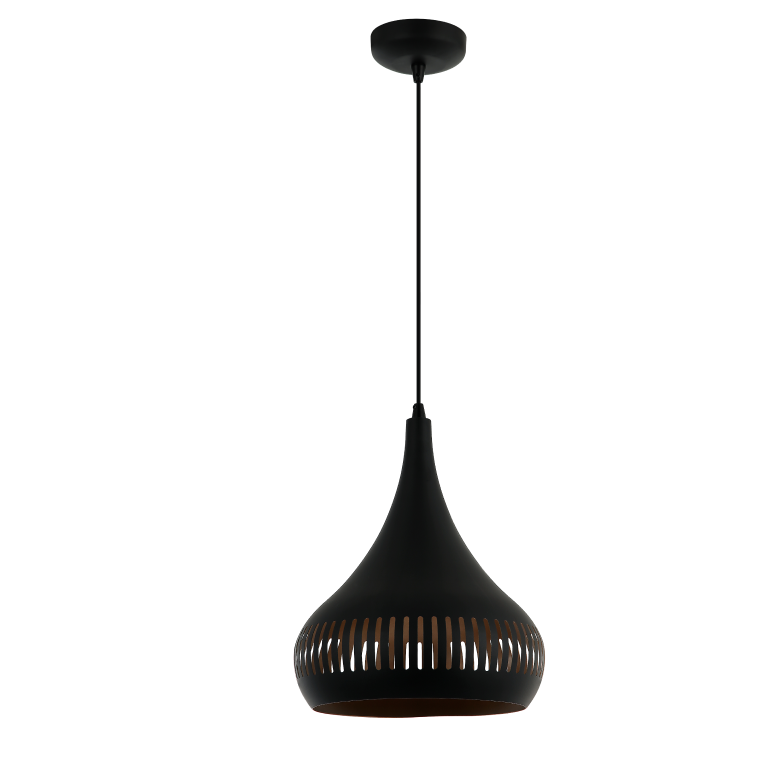 Compacte Chericoni Strisce hanglamp, zwart, Ø25 cm, met E27 fitting, ideaal voor sfeervolle en eigentijdse verlichting.