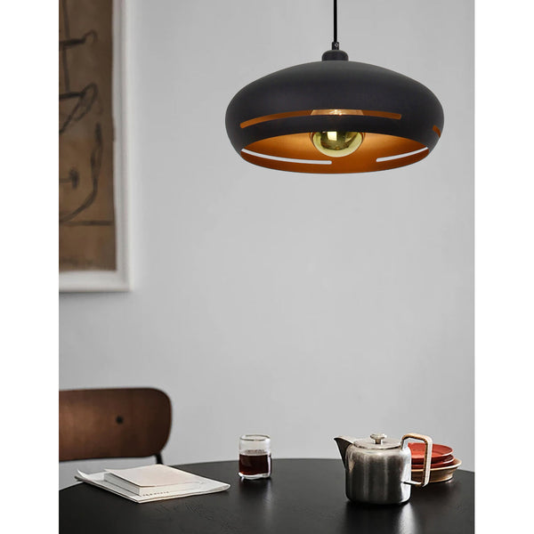 Chericoni Striscia hanglamp – Ø35 cm – zwart met goud – metalen designlamp