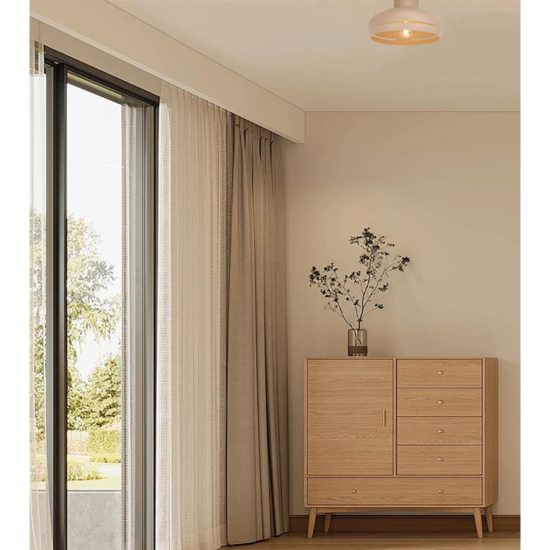 Moderne plafondlamp Chericoni Striscia – Ø35 cm – zandkleur – E27