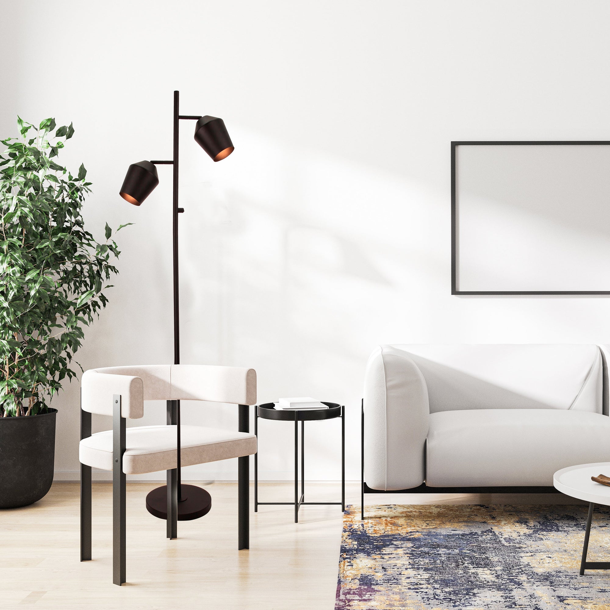 Chericoni Tavola vloerlamp, zwart, 153 cm hoog, met twee lichtpunten. Modern design, ideaal voor sfeervolle verlichting.