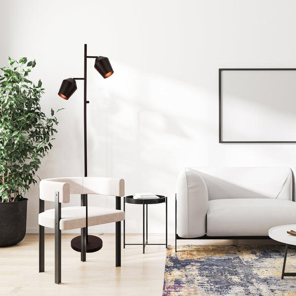 Chericoni Tavola vloerlamp, zwart, 153 cm hoog, met twee lichtpunten. Modern design, ideaal voor sfeervolle verlichting.