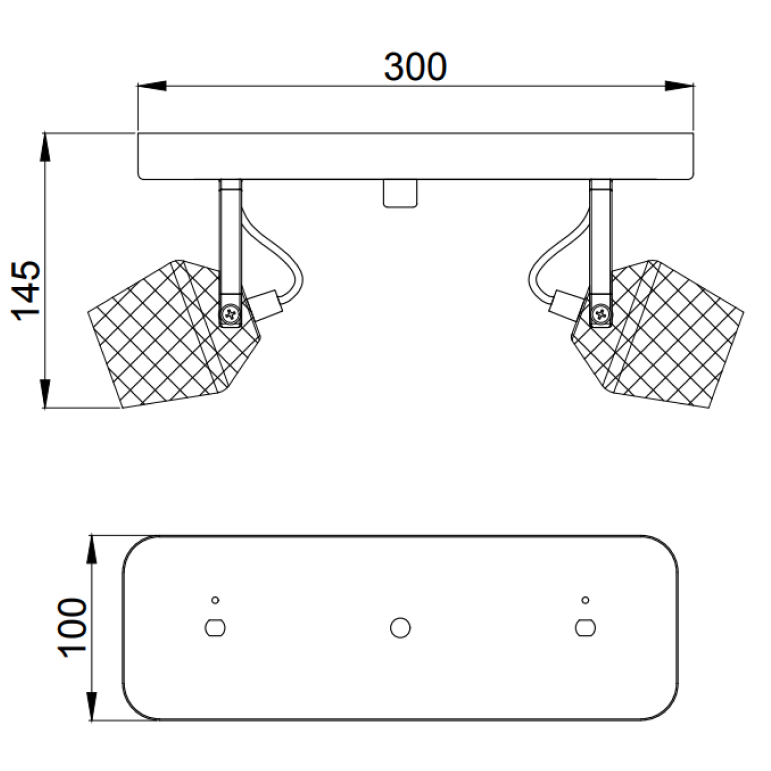 Detailaufnahme verstellbarer Spots des Chericoni Tavola Deckenstrahlers