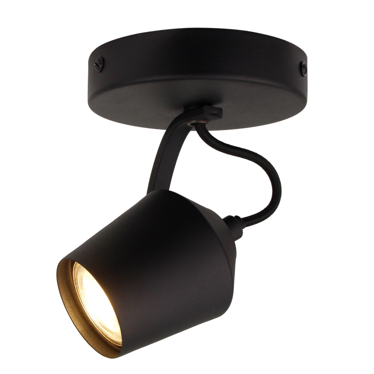 Chericoni Tavola plafondspot in zwart, 1 lichts met GU10 fitting, uitgevoerd in een modern en compact design.
