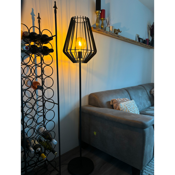 Chericoni Tavola Vloerlamp Zwart Staal - 1-Lichts Staande Lamp - Open Kooikap - Industrieel & Modern - Ø 30 cm - Voor Woonkamer & Slaapkamer