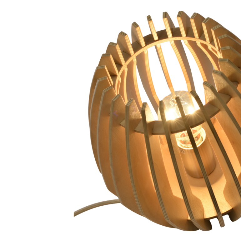 Chericoni Tavola Tafellamp, Ø23 cm, houtdesign, geschikt voor E27 lampen.