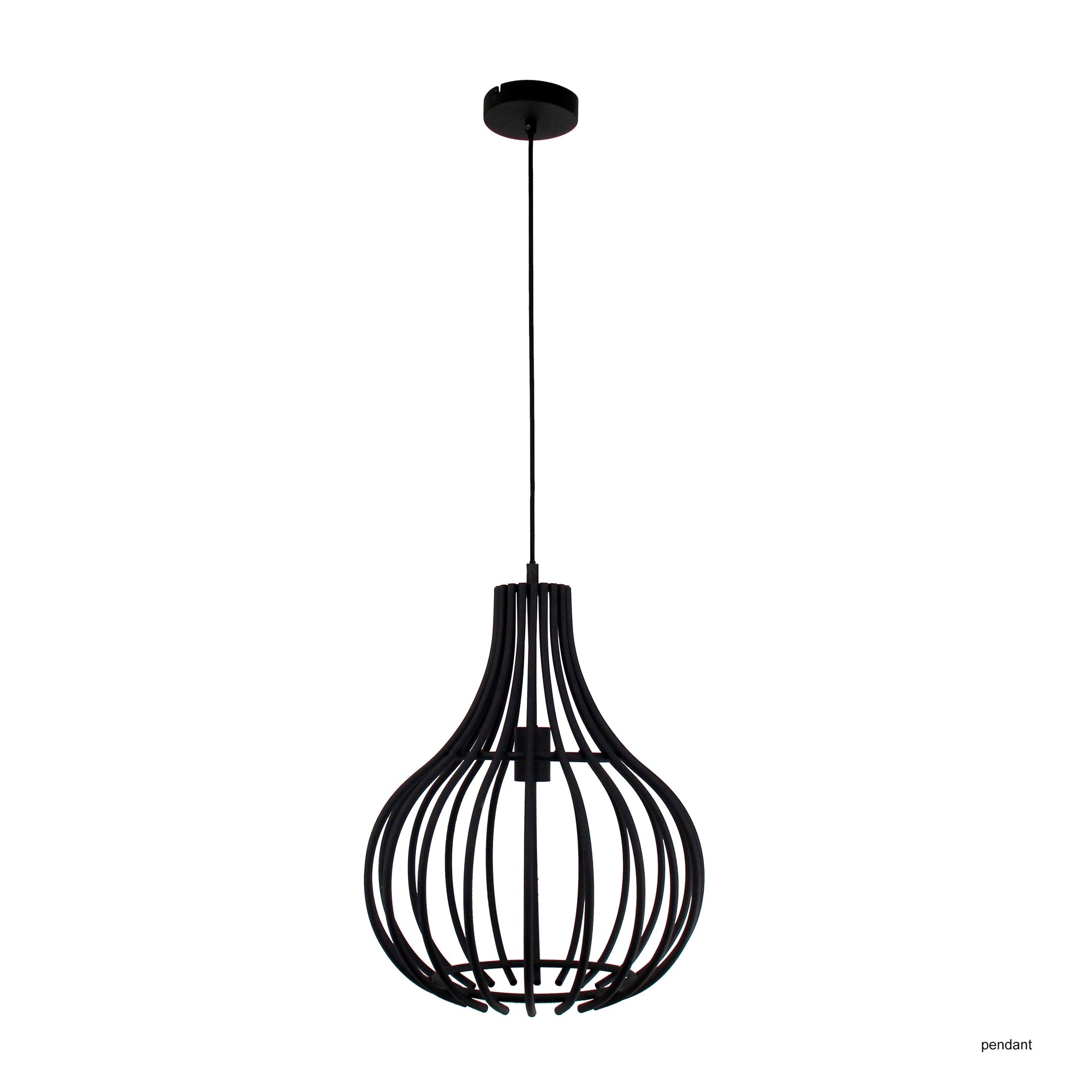 Chericoni Goccia hanglamp, 1-lichts, zwart metaal, Ø40 cm, robuust design met stoere uitstraling, gedetailleerd vooraanzicht.